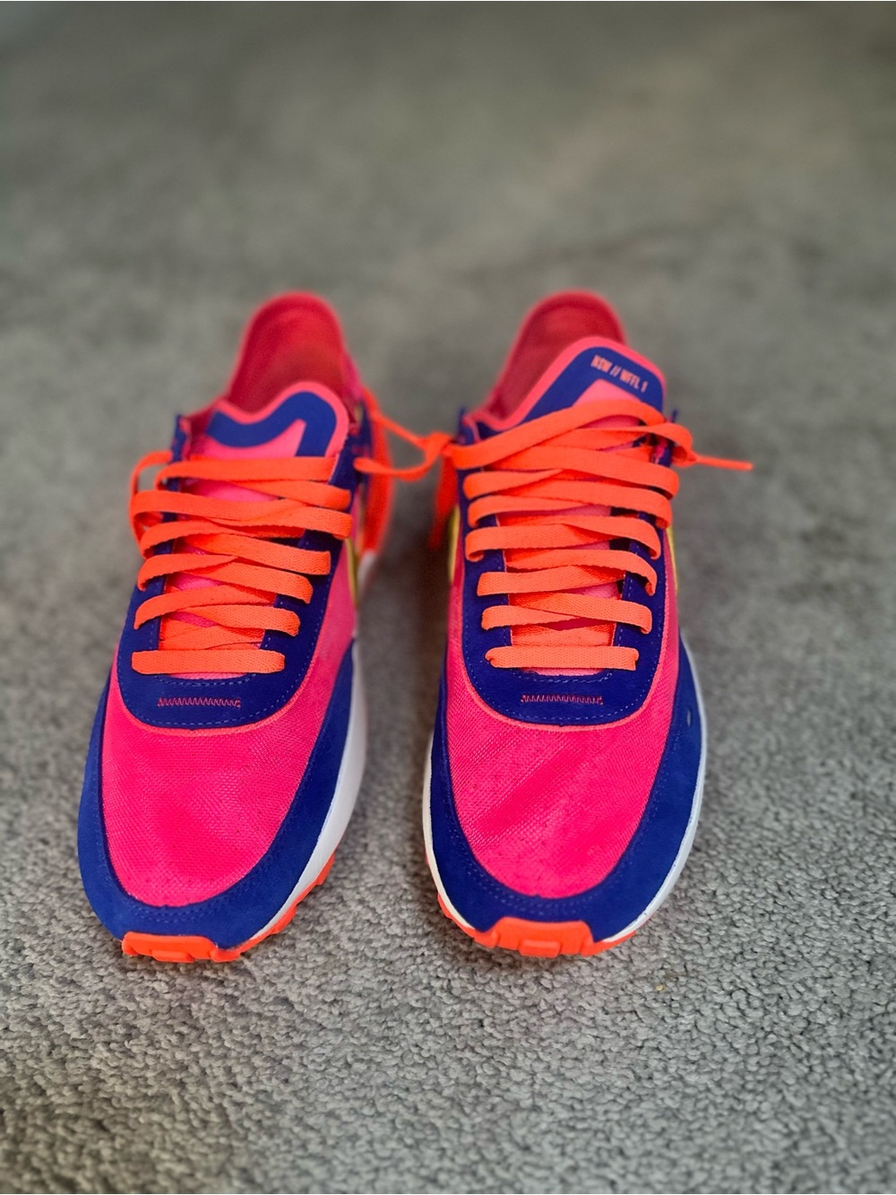Nike Waffle One Men’s Pink, Blue & Orange Running Sneakers